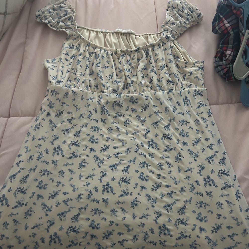 Hippie Rose Cream and Blue Floral Top